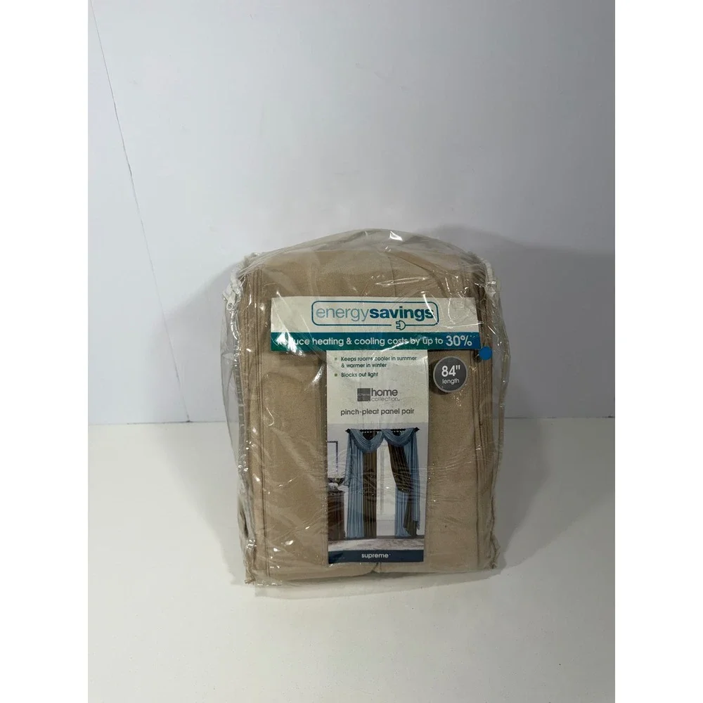 JCPenney Home Supreme Pinch Pleat Curtains Linen 150x84 Pair NEW w/ FLAW